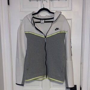 Nike Grey and White Zip Up Hoodie -Size XL
